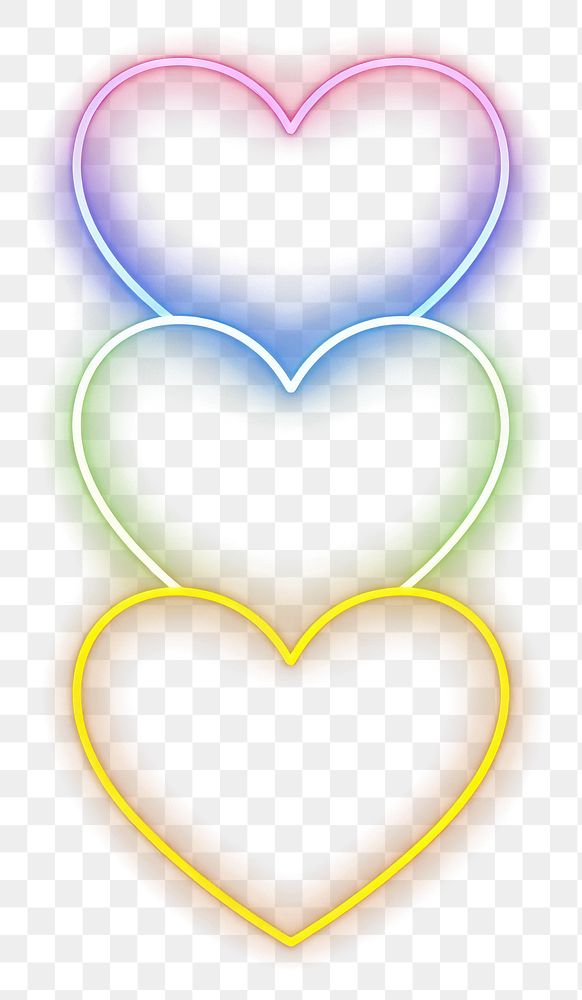 PNG simple line neon of *hearts icon*, in the style of color, aesthetic, minimal detailed, isolated --ar 1:1 --c 16