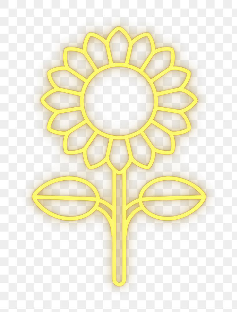 PNG simple line neon of *sunflower icon*, in the style of yellow color, aesthetic, minimal detailed, isolated --ar 1:1 --c 16