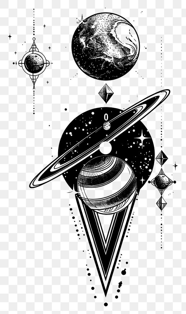PNG Uranus tattoo flat illustration astronomy universe space.