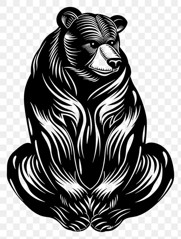 PNG Bear tattoo flat illustration wildlife stencil animal.