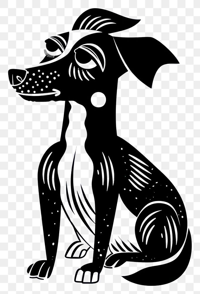 PNG Dog tattoo flat illustration dog silhouette stencil.