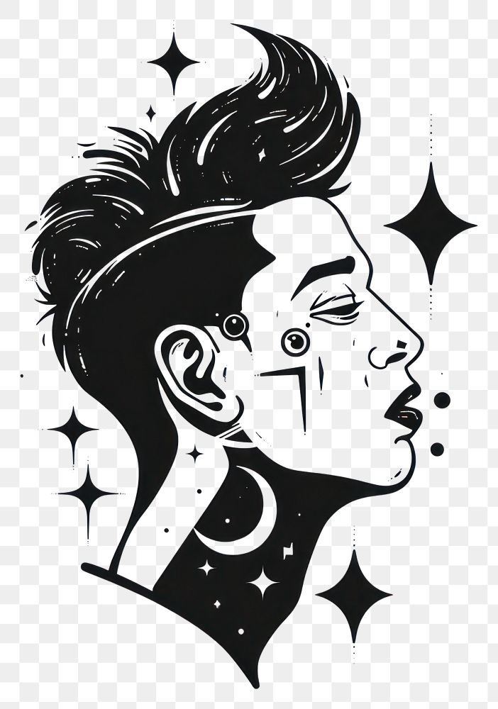PNG Mercury tattoo flat illustration logo stencil person.
