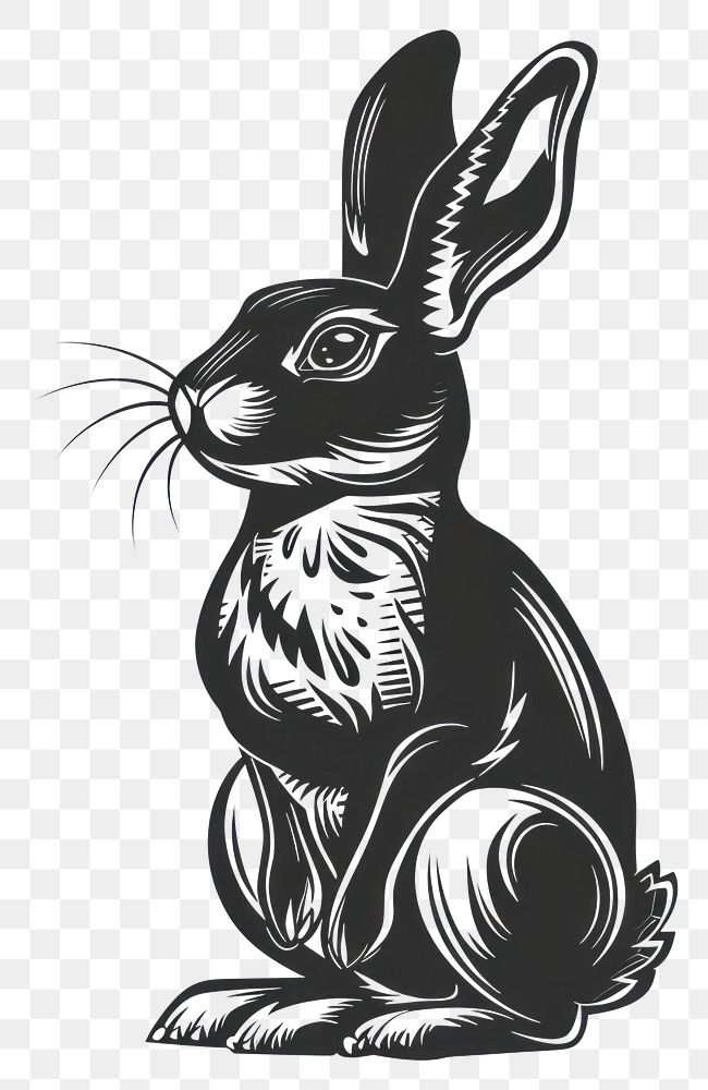 PNG Rabbit tattoo flat illustration animal mammal rodent.