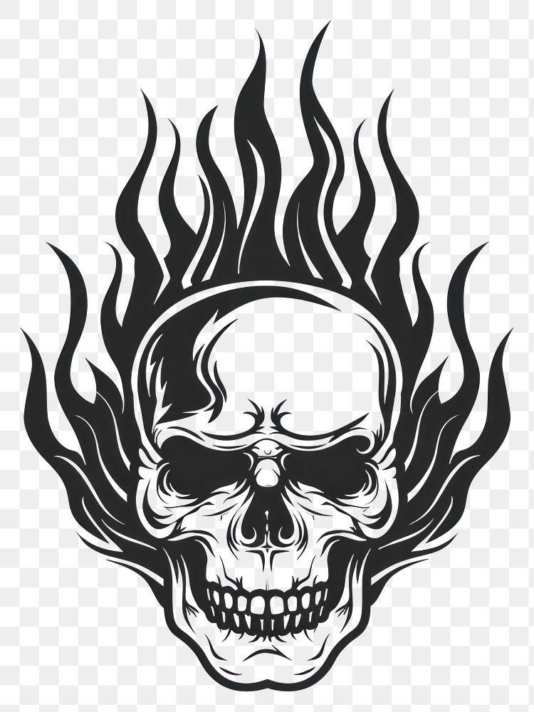 PNG Skull fire tattoo flat illustration astronomy outdoors stencil.