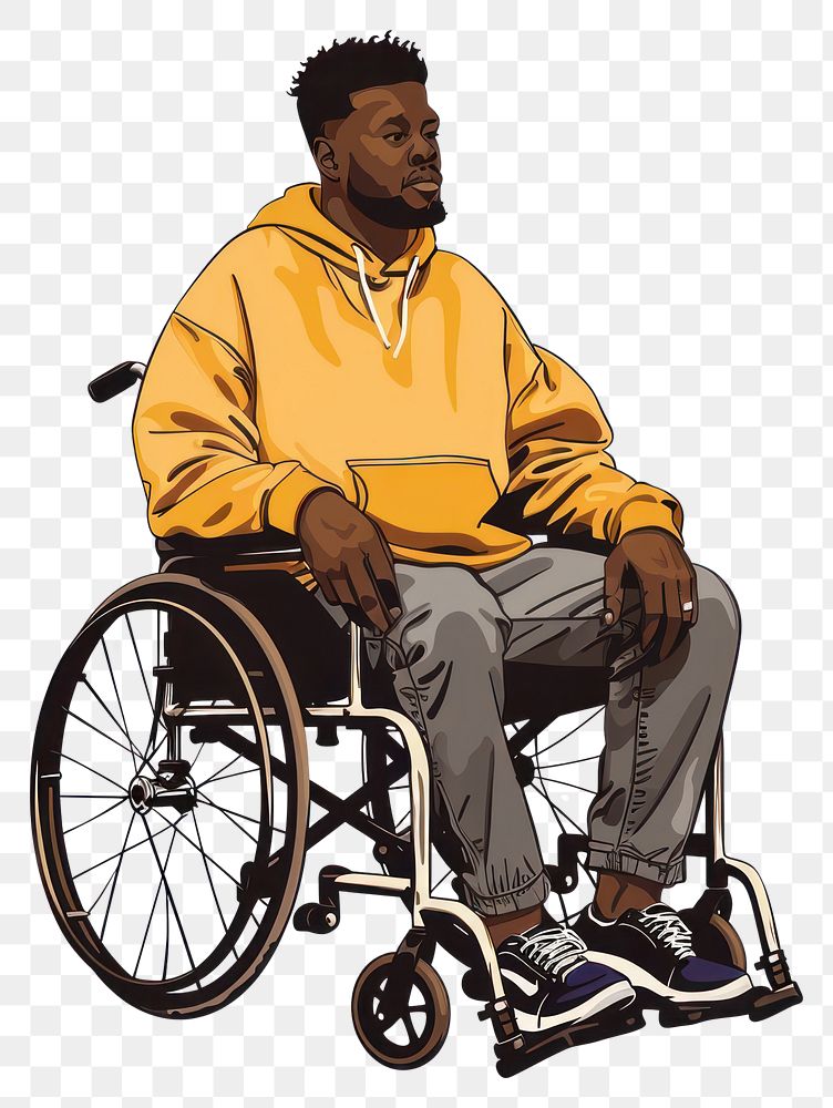 PNG Black man in wheelchair furniture clothing footwear.