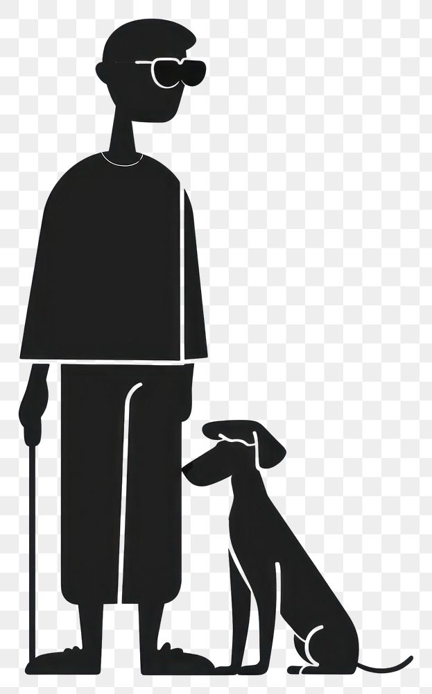 PNG Blind man and dog silhouette kangaroo wallaby.