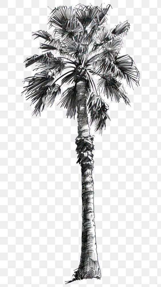 PNG Ink drawing california illustrated arecaceae sketch.
