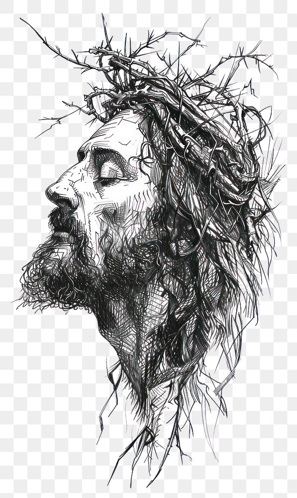 PNG Ink drawing jesus illustrated sketch person.