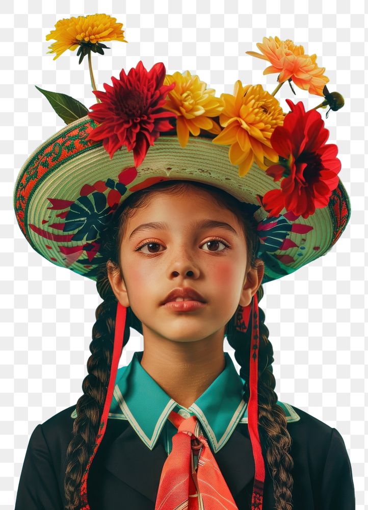 PNG Playful Latina Mexican girl portrait hat photography.