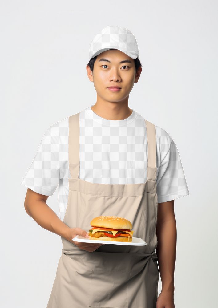 PNG restaurant staff t-shirt mockup, transparent design