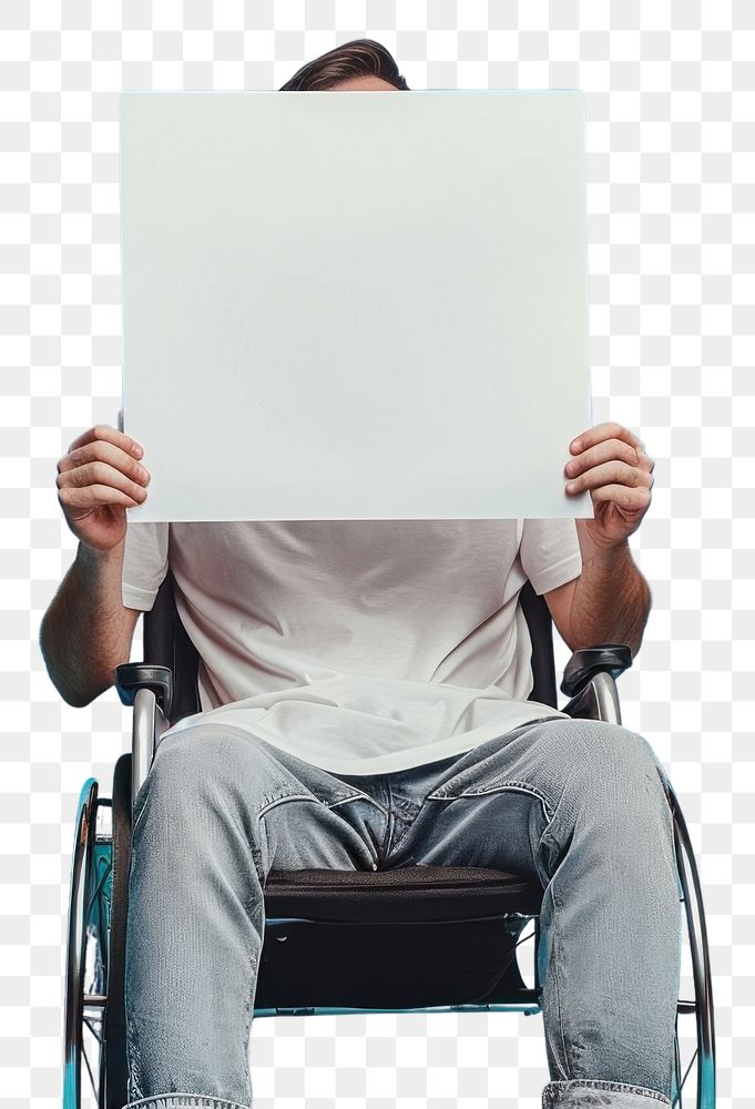 PNG Man wheelchair clapperboard sitting person.