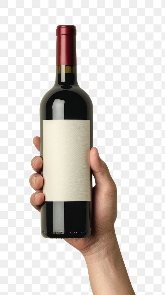 PNG Person holding wine bottle cosmetics beverage alcohol.