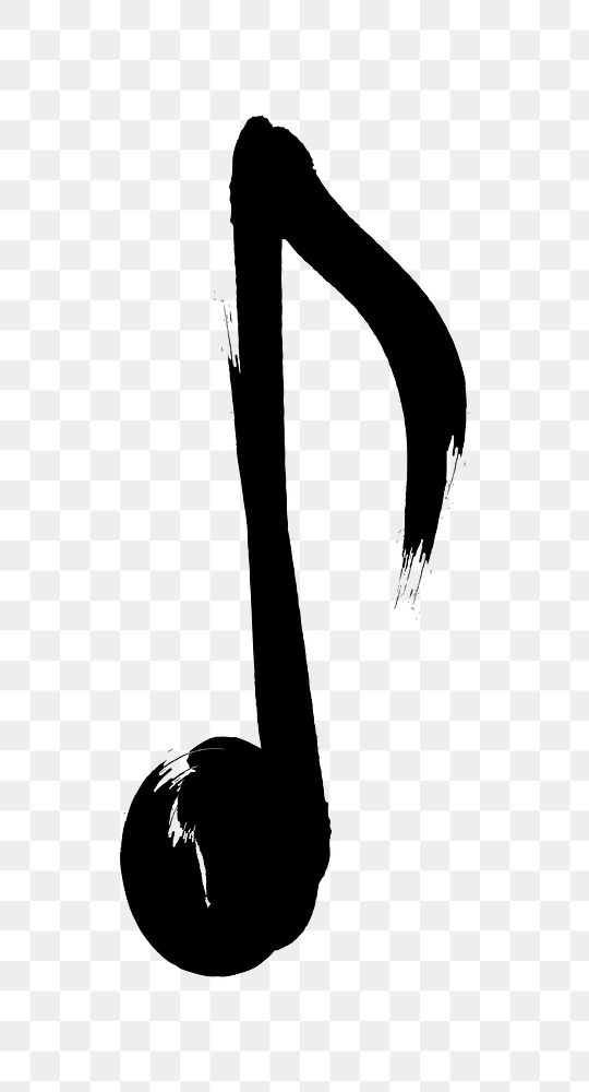 Black music note png brush stroke texture, transparent background