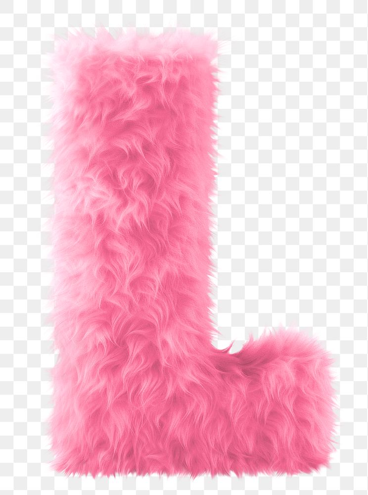 PNG  Fur letter L pink softness clothing.