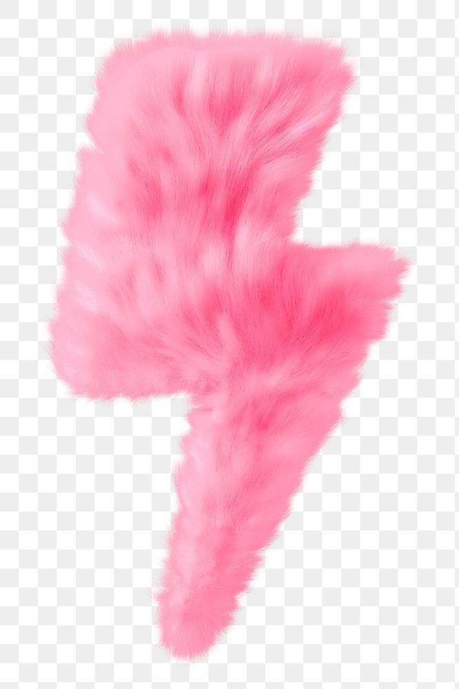Pink lightning png fluffy 3D shape, transparent background