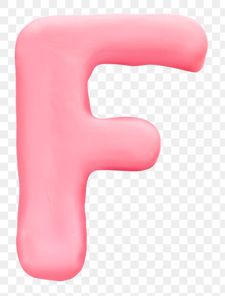 Letter F png pink clay alphabet, transparent background