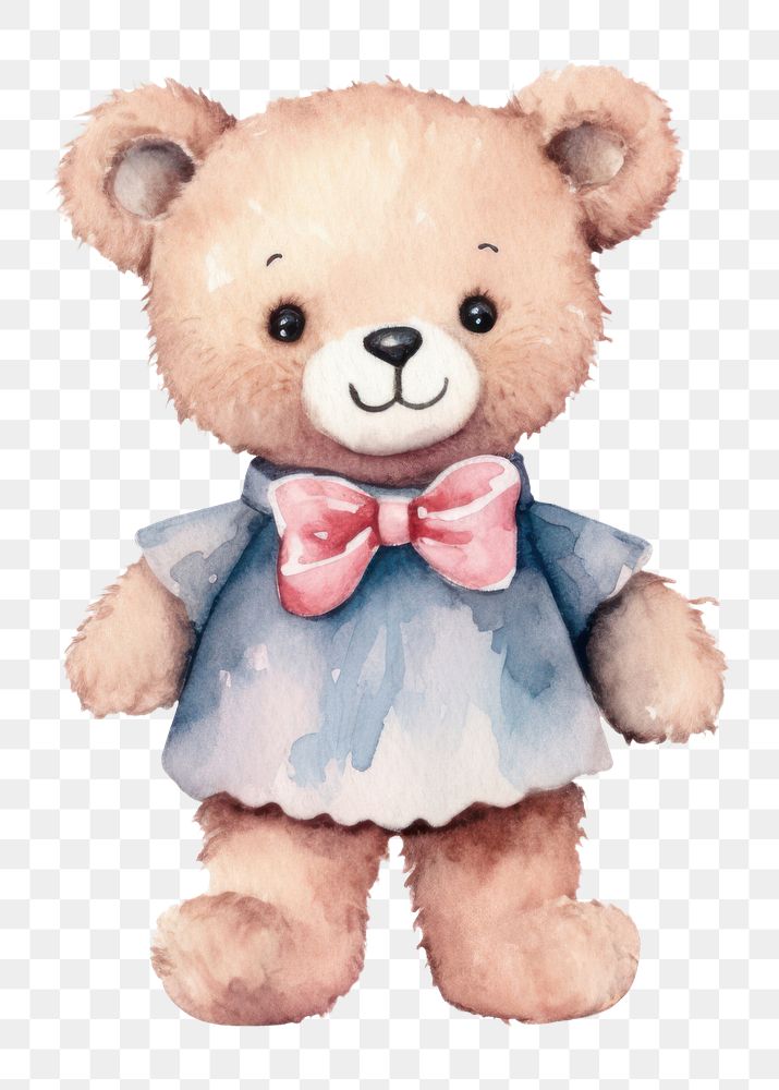 Cute teddy bear png watercolor animal, transparent background