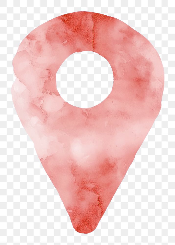 Red location pin png watercolor illustration, transparent background
