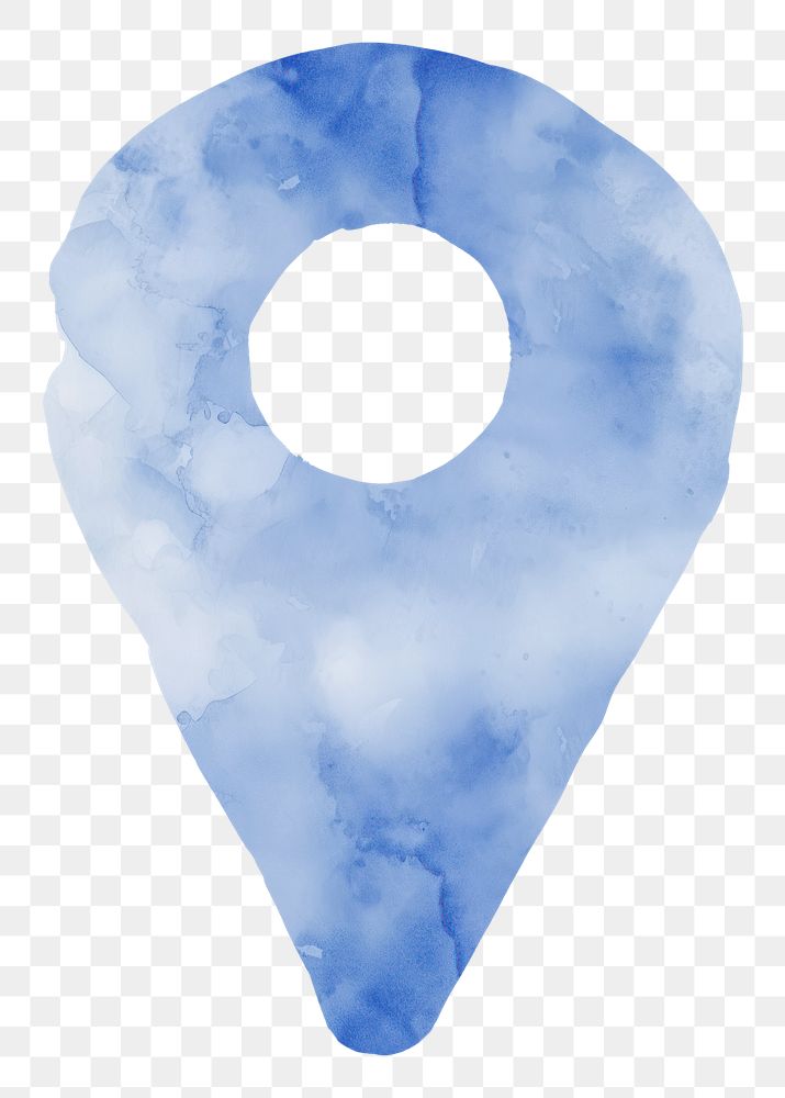 Blue location pin png watercolor illustration, transparent background
