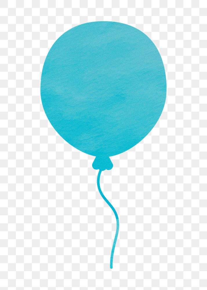 PNG blue balloon minimal digital art, transparent background
