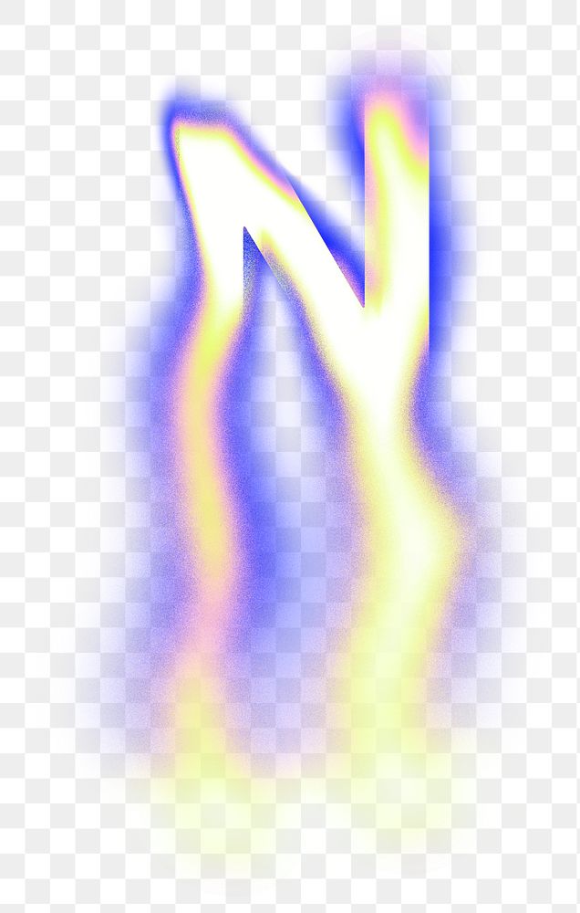 Letter N PNG fluid neon font, transparent background