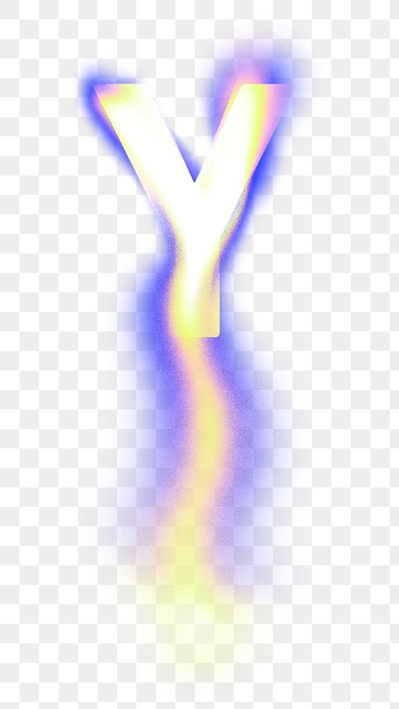 Letter Y PNG fluid neon font, transparent background