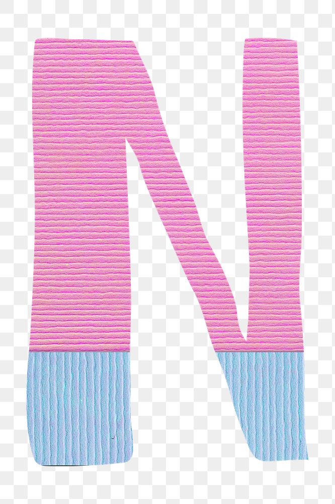 Letter N png cute paper cut alphabet, transparent background
