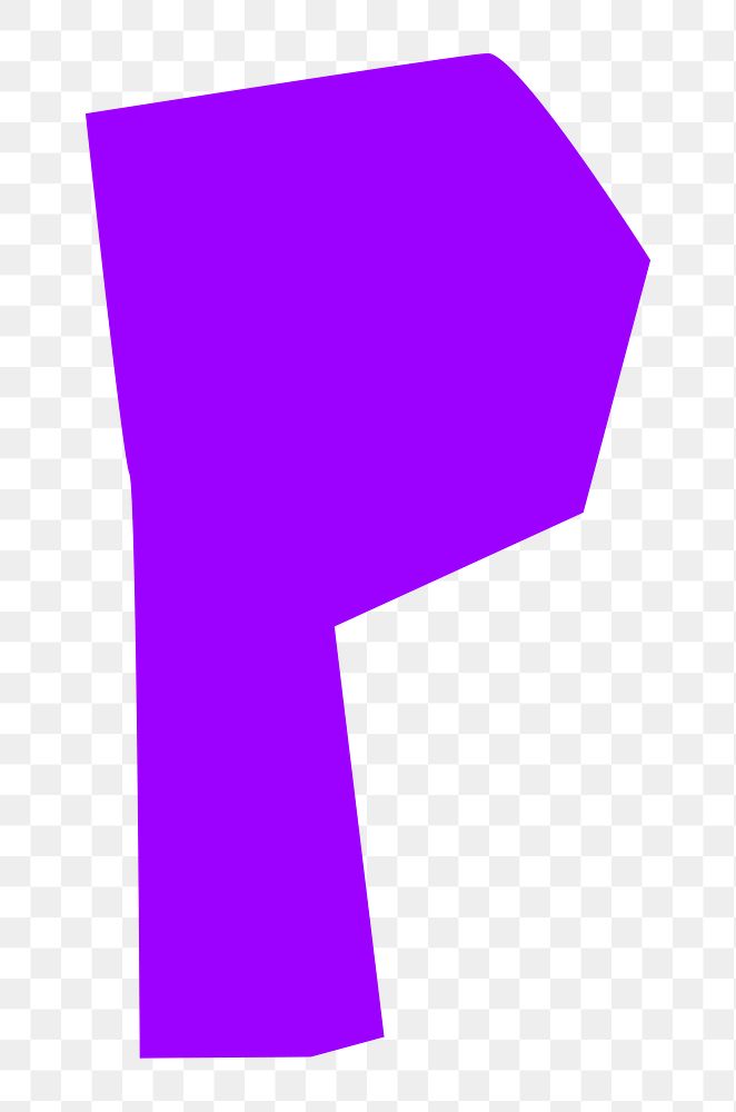 Letter P png in purple paper cut shape font, transparent background