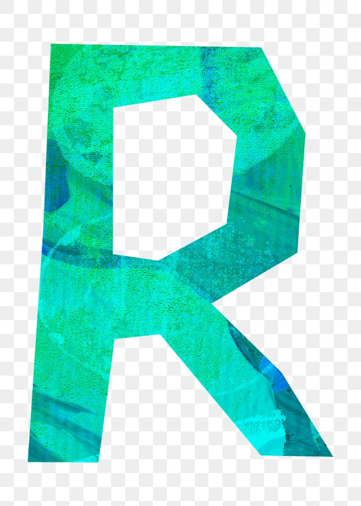 Letter R png paper craft font, transparent background