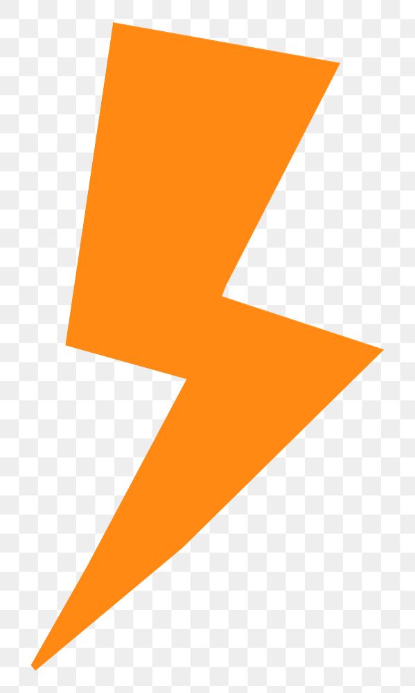 Orange lightning PNG element, transparent background