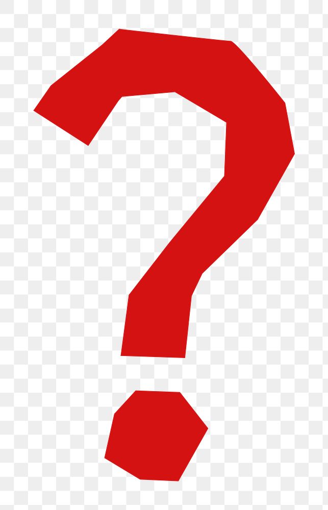 Question mark png in red paper cut shape sign, transparent background