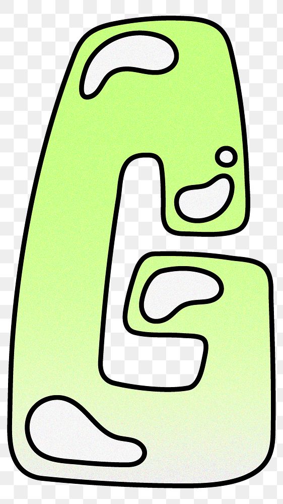 Letter G png cute funky lime green font, transparent background