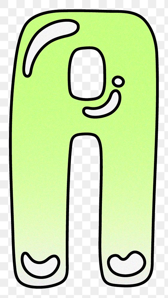 Letter A png cute funky lime green font, transparent background