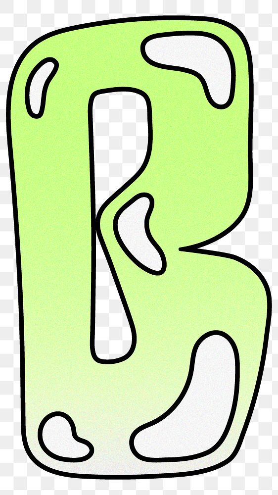 Letter B png cute funky lime green font, transparent background