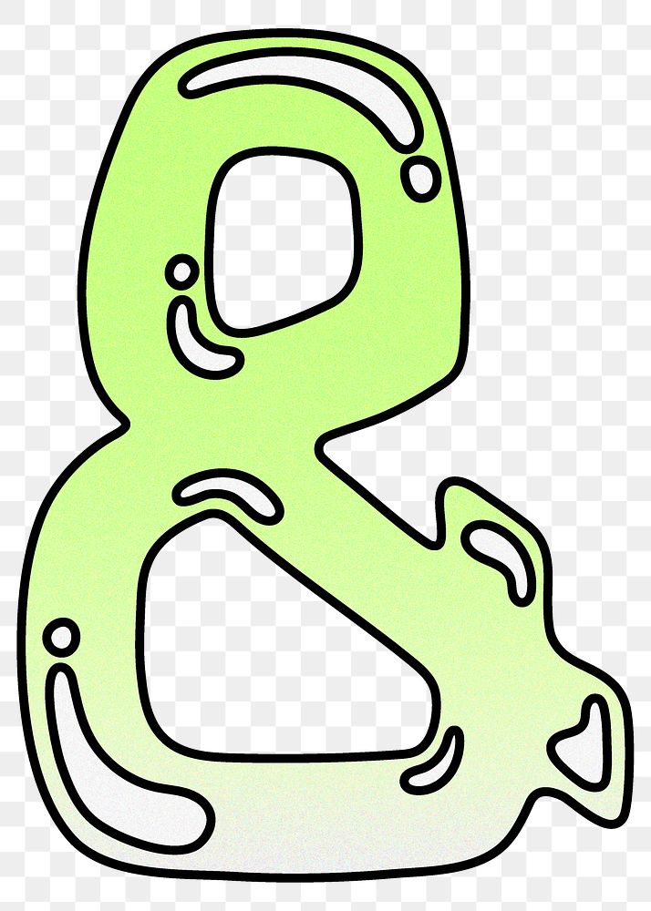 Ampersand  sign png gradient green symbol, transparent background