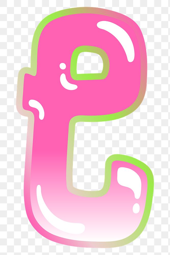 Letter e png cute cute funky pink font, transparent background