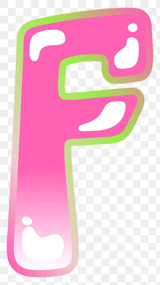 Letter F png cute cute funky pink font, transparent background