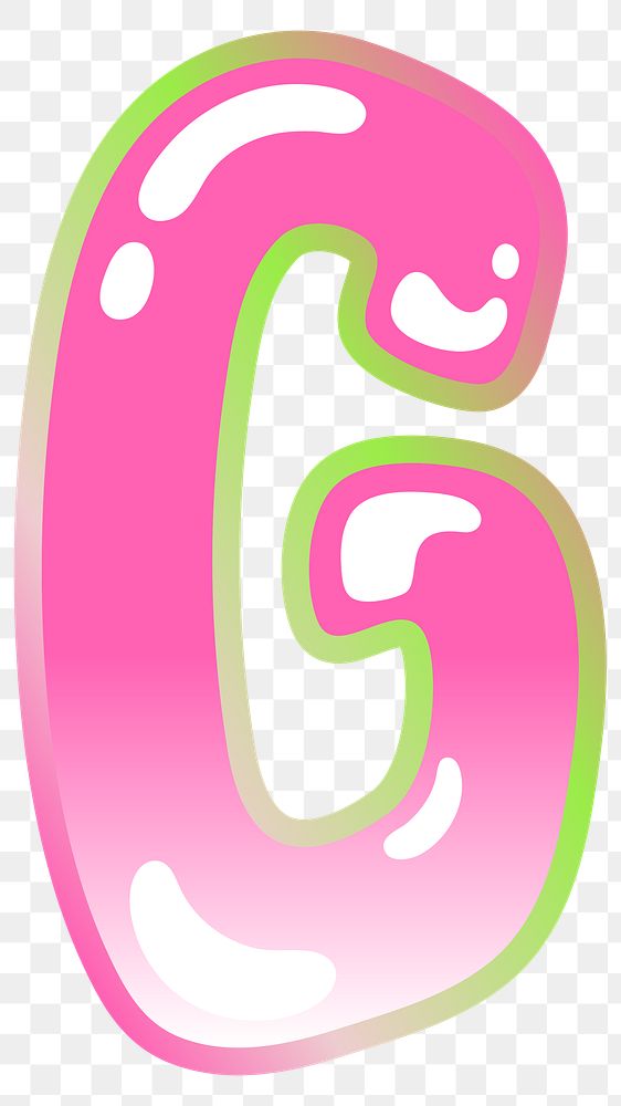 Letter G png cute cute funky pink font, transparent background