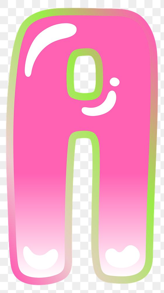 Letter A png cute cute funky pink font, transparent background