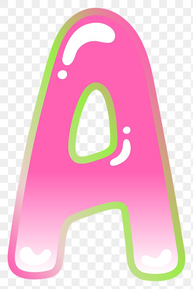 Letter A png cute cute funky pink font, transparent background