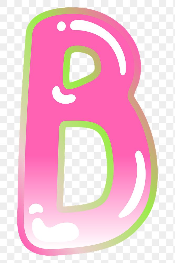 Letter B png cute cute funky pink font, transparent background