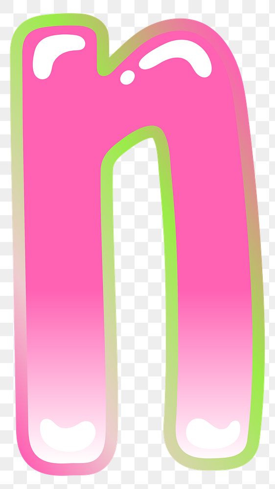 Letter n png cute cute funky pink font, transparent background