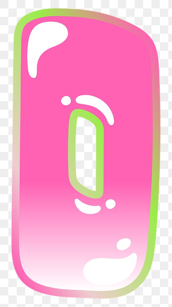 Letter O png cute cute funky pink font, transparent background