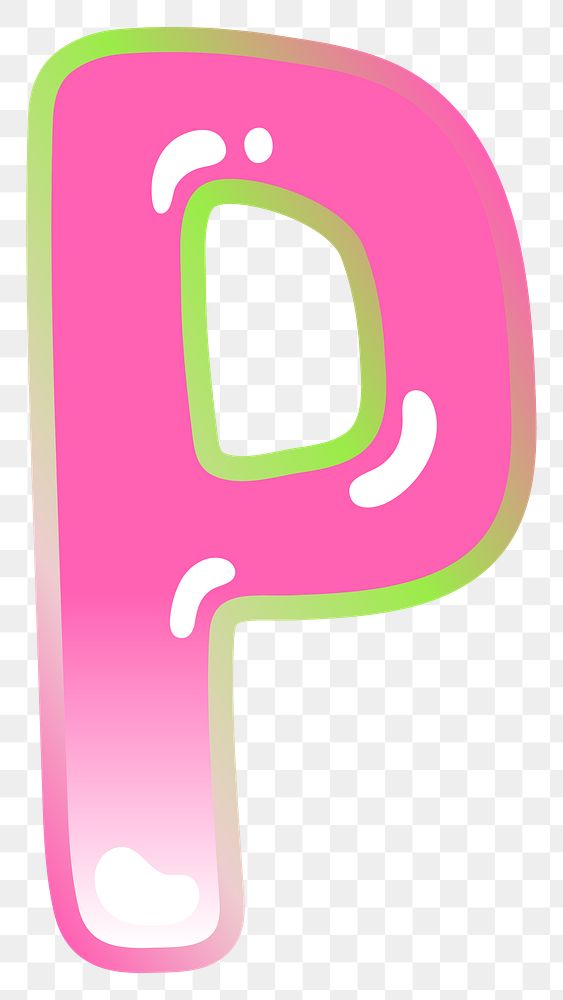 Letter P png cute cute funky pink font, transparent background
