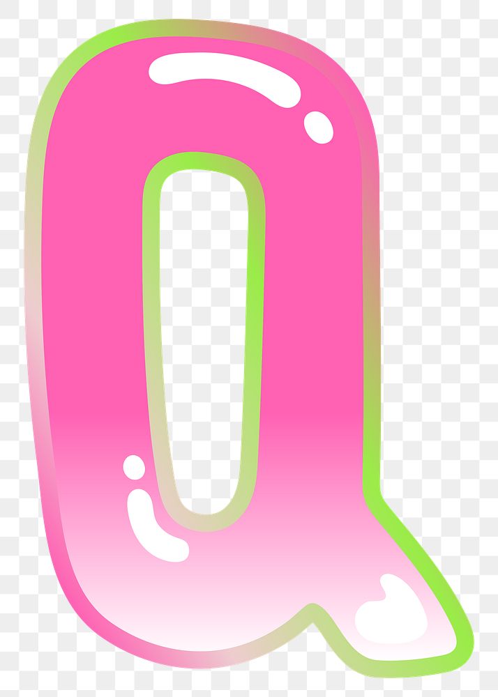 Letter Q png cute cute funky pink font, transparent background