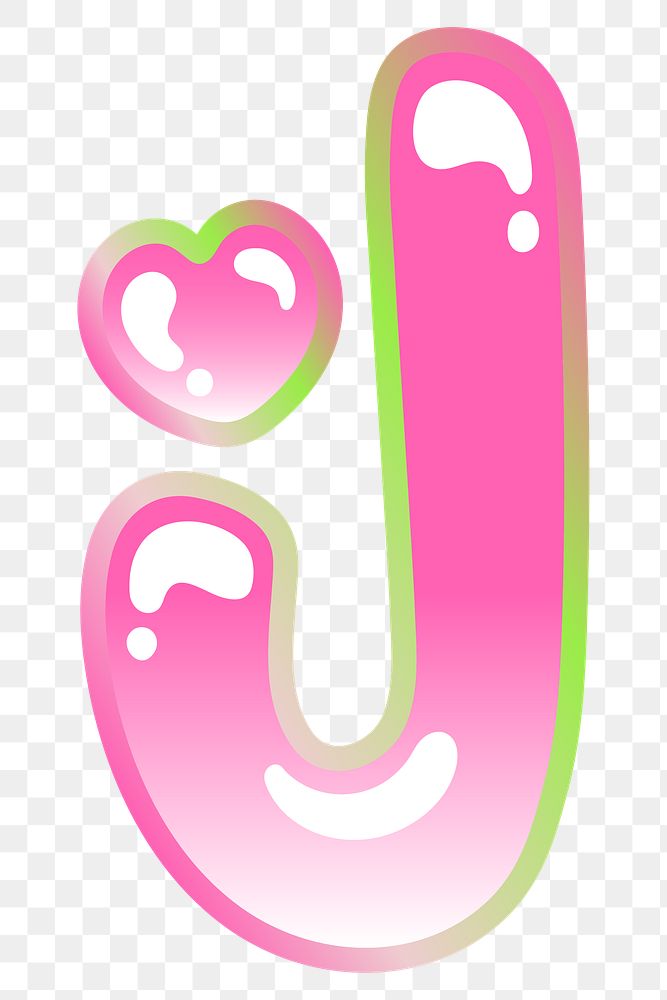 Letter J png cute cute funky pink font, transparent background