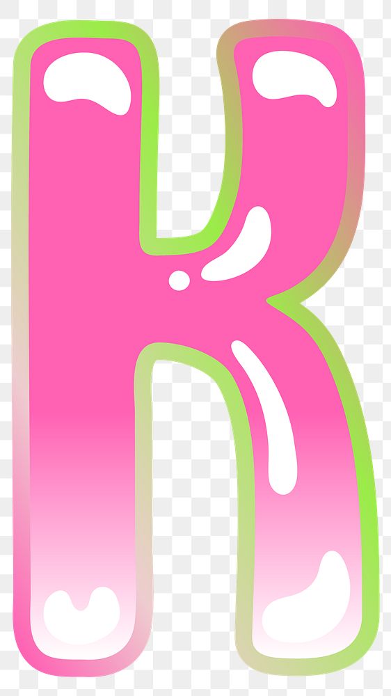 Letter K png cute cute funky pink font, transparent background
