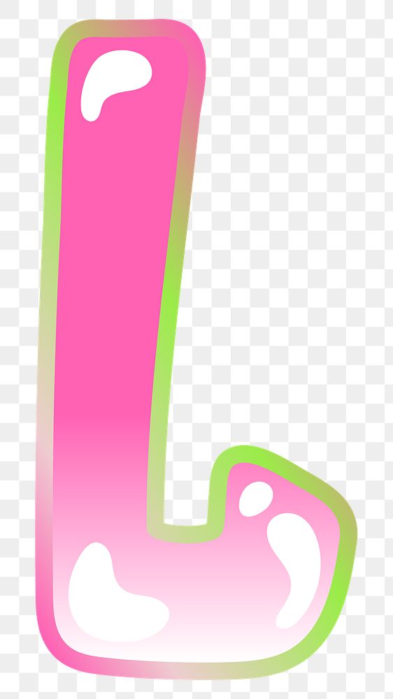 Letter L png cute cute funky pink font, transparent background