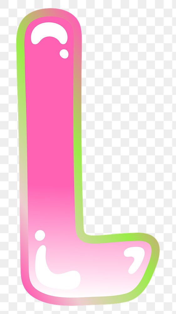 Letter L png cute cute funky pink font, transparent background