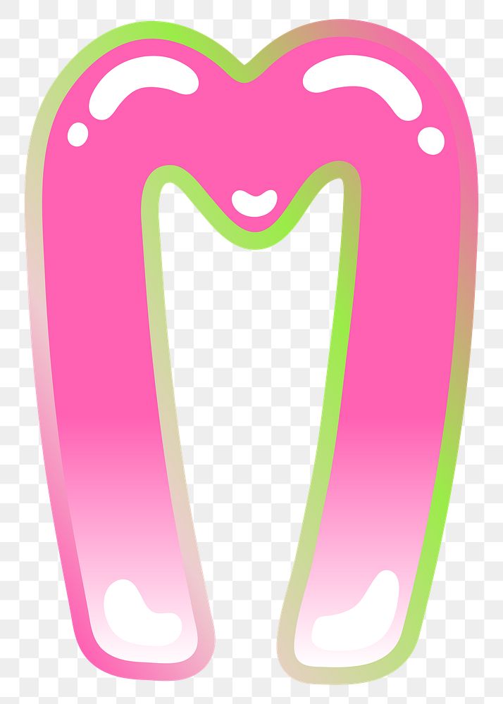 Letter M png cute cute funky pink font, transparent background